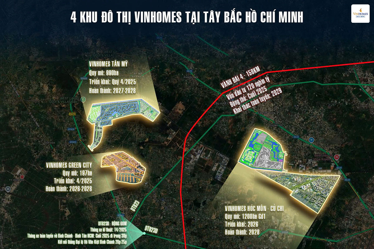 Bốn khu đô thị Vinhomes tại Tây Bắc TP.HCM